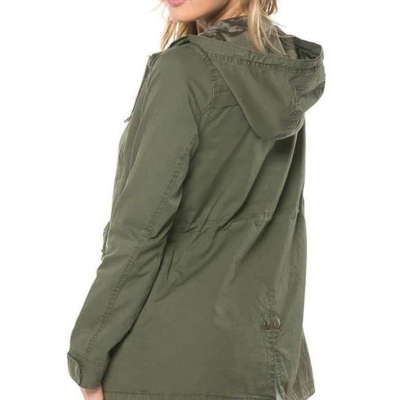 Ambiance Olive Green Jacket Size Med. /Army Style Olive Drab Green Cotton Outer - Picture 14 of 16
